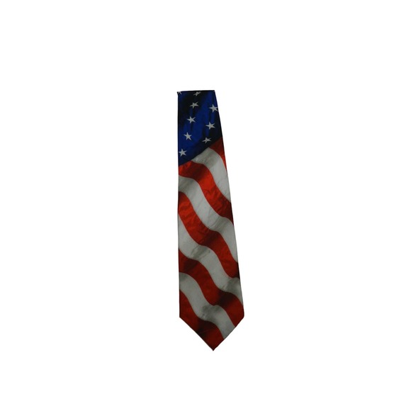 Ralph Marlin Men's Necktie Tie Silk  "Stars & Stripes" American Flag Patriotic - Picture 2 of 6